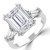 Emerald Diamond with Baguette Sidestones Three-Stone Engagement Ring in White Gold (MVSX1036-W)
