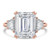 Emerald Diamond with Trapezoid Sidestones Three-Stone Engagement Ring in Rose Gold (MVSX1040-R)