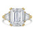 Emerald Diamond with Trapezoid Sidestones Three-Stone Engagement Ring in Yellow Gold (MVSX1040-Y)