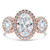 Oval Diamond Triple Halo Three-Stone Engagement Ring in Rose Gold (MVSX1044-R)