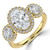 Oval Diamond Triple Halo Three-Stone Engagement Ring in Yellow Gold (MVSX1044-Y)