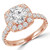 Round Diamond Cushion Halo Engagement Ring in Rose Gold