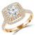 Round Diamond Halo Engagement Ring in Yellow Gold