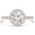 Round Diamond Cathedral Halo Engagement Ring in Yellow Gold with Accents