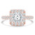 Princess Diamond Cathedral Cushion Halo Engagement Ring in Rose Gold with Accents