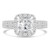 Cushion Diamond Cathedral Three-row Cushion Halo Engagement Ring in White Gold