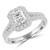 Radiant Diamond Cathedral Split-Shank Halo Engagement Ring in White Gold