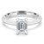 Emerald Diamond Solitaire Engagement Ring in White Gold