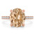 Oval Pink Morganite & Round Diamond Hidden Halo Cocktail Engagement Ring in Rose Gold