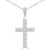 Round Diamond Cross Symbolic Pendant Necklace in White Gold