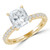Cushion Diamond Solitaire with Accents Engagement Ring in Yellow Gold