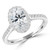 Oval Diamond Claw Prongs Cathedral Oval Halo Engagement Ring in White Gold with Hidden Halo