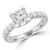 Round Diamond Shared Prong Solitaire with Accents Engagement Ring in White Gold