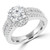 Round Lab Created Diamond  Three-row Halo Engagement Ring in White Gold