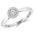 Round Diamond Tappered Open Bridge Halo Engagement Ring in White Gold