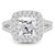 Cushion Diamond Cathedral Cushion Double Halo Engagement Ring in White Gold with Accents