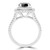 Round Black Diamond Split-shank Double Cushion Halo Engagement Ring in White Gold with Accents