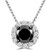 Round Black Diamond Halo Pendant Necklace in White Gold (MDR140133)