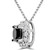 Round Black Diamond Halo Pendant Necklace in White Gold (MDR140133)