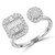Baguette Diamond Duo Cluster Halo Engagement Ring in White Gold (MDR220047)