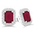Emerald Red Ruby & Round Diamond Emerald Halo Stud Earrings in White Gold (MDR220071)