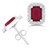 Emerald Red Ruby & Round Diamond Emerald Halo Stud Earrings in White Gold (MDR220071)
