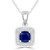 Cushion Blue Sapphire & Round Diamond Claw Prong Cushion Halo Pendant Necklace in White Gold (MDR220157)