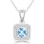 Cushion Blue Topaz & Round Diamond Claw Prong Cushion Halo Pendant Necklace in White Gold (MDR220158)