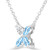 Marquise Blue Topaz & Marquise Diamond Floral Necklace in White Gold (MDR220183)