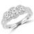Round Diamond Halo Three-Stone Engagement Ring in White Gold with Accents (MVSX1017-W)