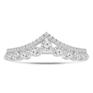 Round Diamond Tiara Semi-Eternity Anniversary Wedding Band Ring in White Gold (MD240427)