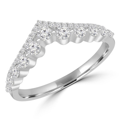 Round Diamond Tiara Semi-Eternity Anniversary Wedding Band Ring in White Gold (MD240427)