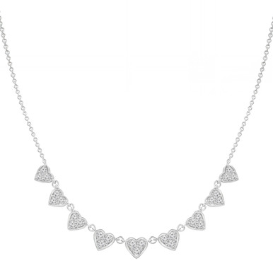 Round Lab Created Diamond Cluster Multi-Heart Necklace in White Gold (MD250302)