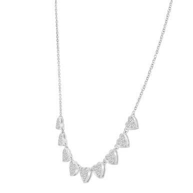 Round Lab Created Diamond Cluster Multi-Heart Necklace in White Gold (MD250302)