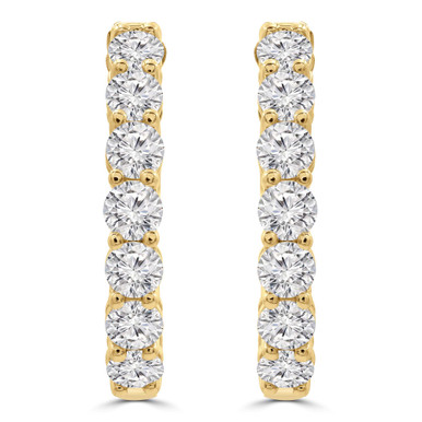 Round Lab Created Diamond  Inside Outside Shared-prong Huggie Earrings in Yellow Gold (MD250306)