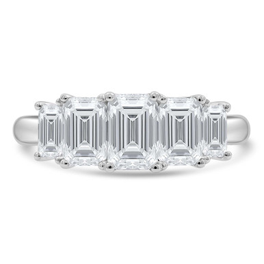 Emerald Lab Created Diamond  Graduated Five-Stone Anniversary Wedding Band Ring in White Gold (MD250248)