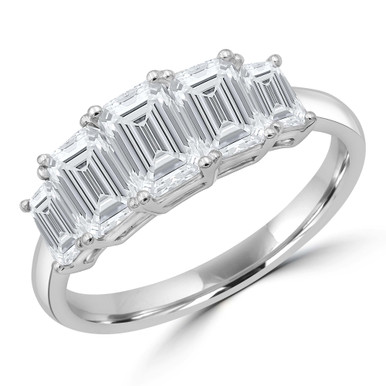 Emerald Lab Created Diamond  Graduated Five-Stone Anniversary Wedding Band Ring in White Gold (MD250248)