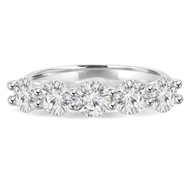 Round Diamond Five-Stone Anniversary Wedding Band Ring in White Gold (MD210154)