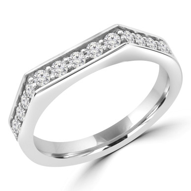 Round Diamond 3/4 Way Semi-Eternity Anniversary Wedding Band Ring in White Gold (MD210413)