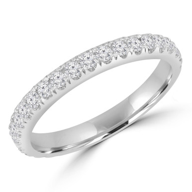 Round Diamond 3/4 Way Semi-Eternity Anniversary Wedding Band Ring in White Gold (MD220186)