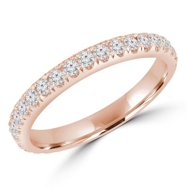 Round Lab Created Diamond  3/4 Way Semi-Eternity Anniversary Wedding Band Ring in Rose Gold (MD250059)