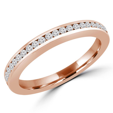 Round Lab Created Diamond  Channel Set Semi-Eternity Anniversary Wedding Band Ring in Rose Gold (MD250049)