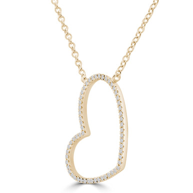 Round Diamond Heart Necklace in Yellow Gold (MD250351)