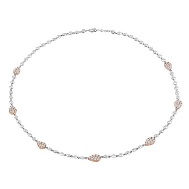 Round Diamond White & Rose Gold Diamonds By the Yard Necklace in Two-Tone Gold (MD210321)