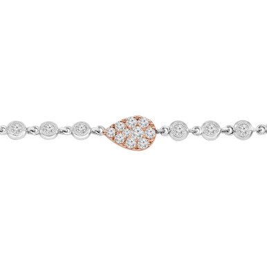 Round Diamond White & Rose Gold Diamonds By the Yard Necklace in Two-Tone Gold (MD210321)