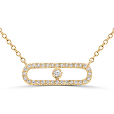 Round Diamond Paperclip Necklace in Yellow Gold (MD250342)