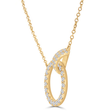 Round Diamond Circle Necklace in Yellow Gold (MD250367)