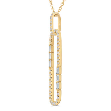 Baguette Diamond Oval Links Other Pendant Necklace in Yellow Gold (MD250369)