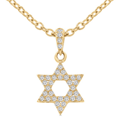 Round Diamond Star of David Symbolic Pendant Necklace in Yellow Gold (MD250353)