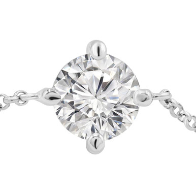 Round Lab Created Diamond  Solitaire Compass Prong Chain Bracelet in White Gold   (MD250318)